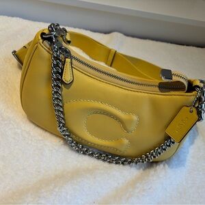 Coach Teri Shoulder Bag With Quilting Retro Yellow Detachable